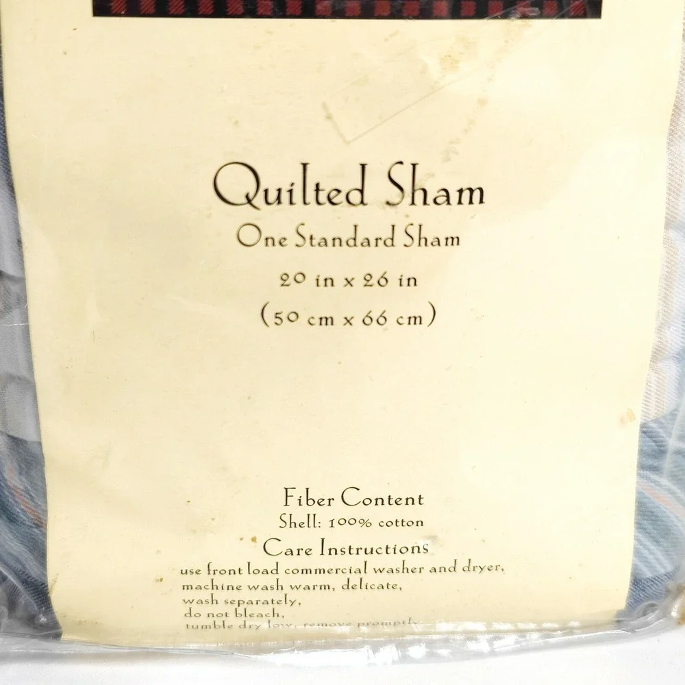 Woolrich‎ Striped Standard Quilted Pillow Sham Blue White Gold 20 x 26 (1)